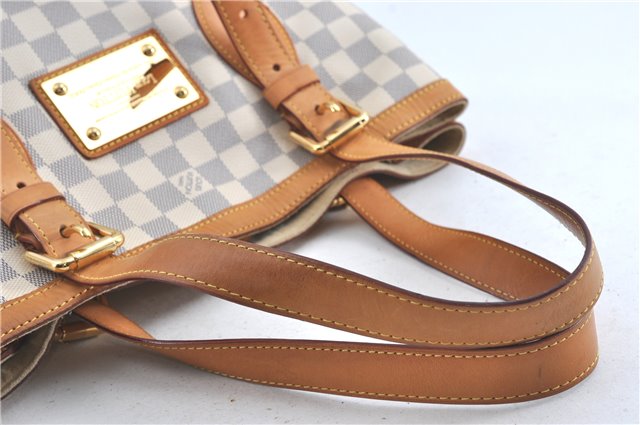 Auth Louis Vuitton Damier Azur Hampstead MM Shoulder Tote Bag N51206 LV 6408B