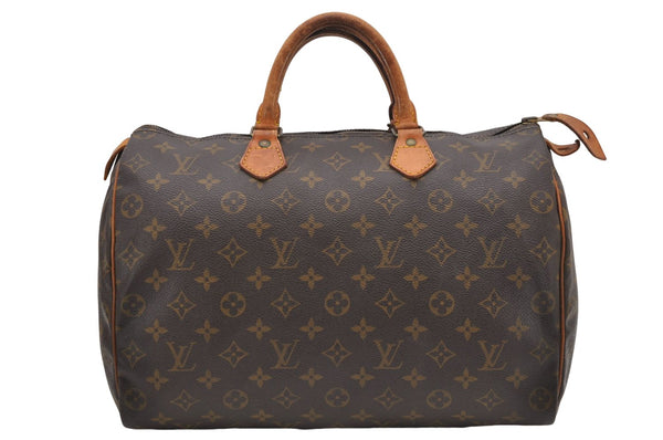 Authentic Louis Vuitton Monogram Speedy 35 Hand Boston Bag M41524 LV 6409D