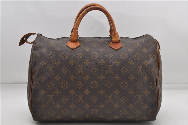 Authentic Louis Vuitton Monogram Speedy 35 Hand Boston Bag M41524 LV 6409D