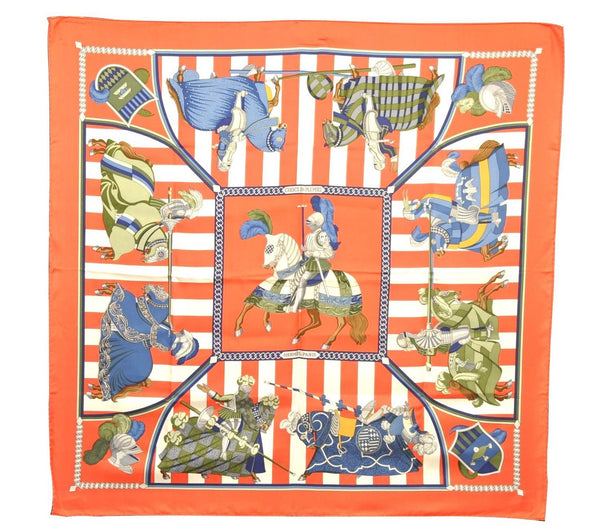 Authentic HERMES Carre 90 Scarf "CHOCS EN PLUMES" Silk Orange 6412C