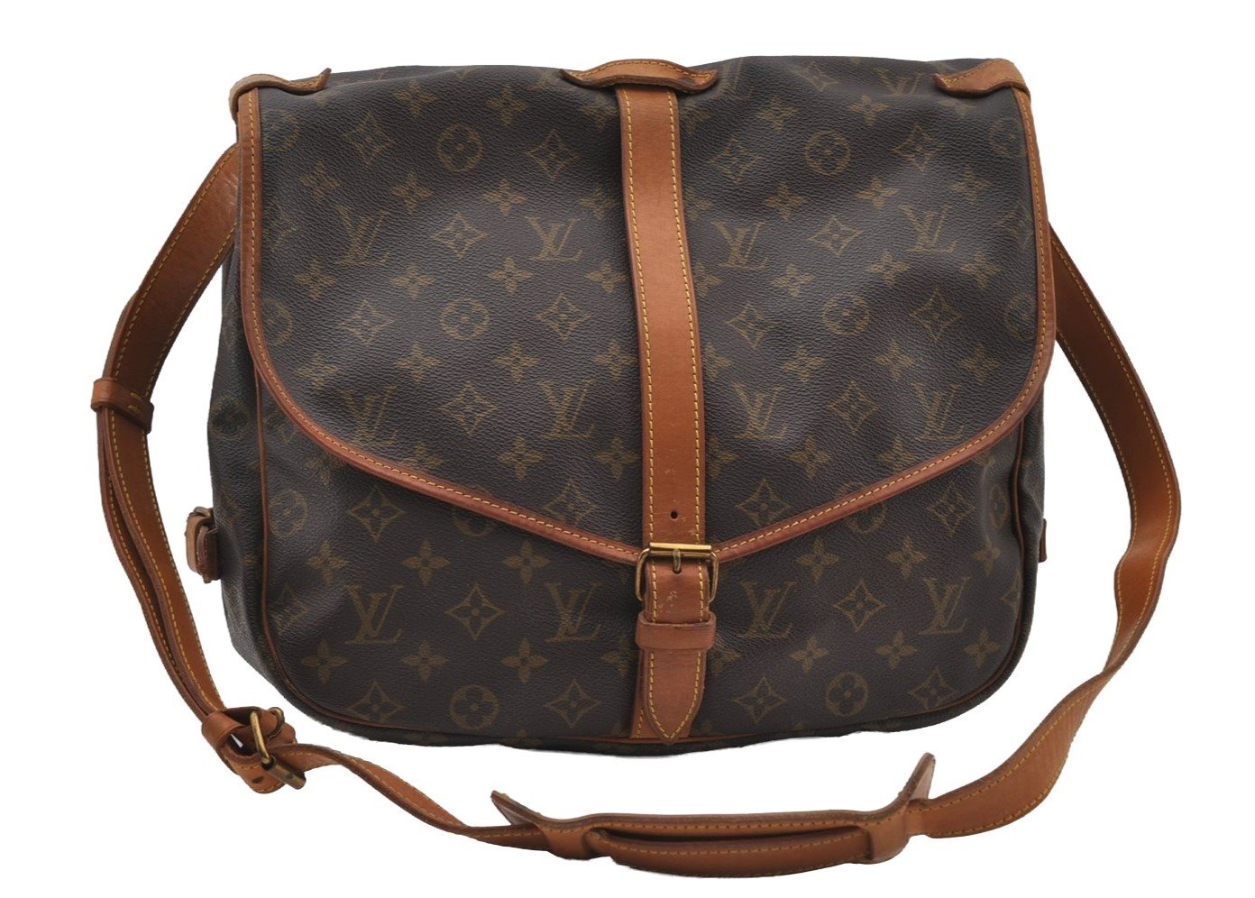 Authentic Louis Vuitton Monogram Saumur 35 Shoulder Cross Bag M42254 LV 6412I