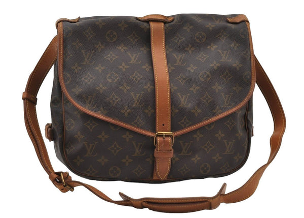 Authentic Louis Vuitton Monogram Saumur 35 Shoulder Cross Bag M42254 LV 6412I