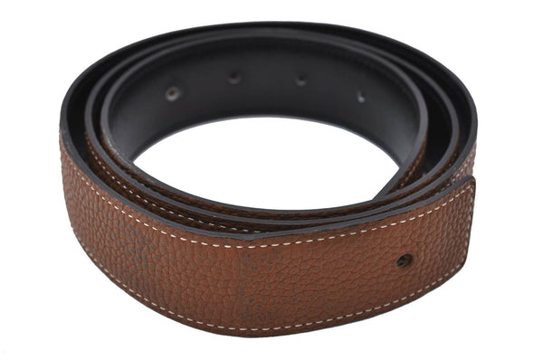 Auth HERMES Ladies Leather Belt Reversible Size 95cm 37.4" Brown Black 6414C