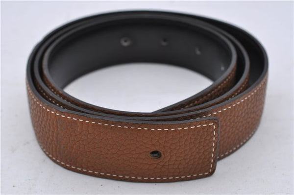 Auth HERMES Ladies Leather Belt Reversible Size 95cm 37.4" Brown Black 6414C