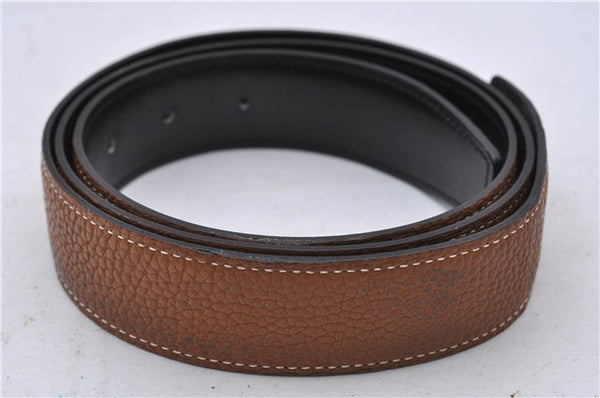 Auth HERMES Ladies Leather Belt Reversible Size 95cm 37.4" Brown Black 6414C