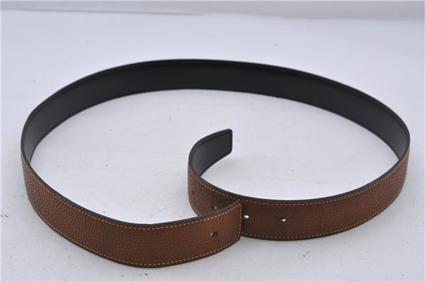 Auth HERMES Ladies Leather Belt Reversible Size 95cm 37.4" Brown Black 6414C