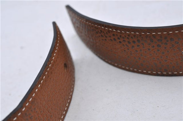 Auth HERMES Ladies Leather Belt Reversible Size 95cm 37.4" Brown Black 6414C