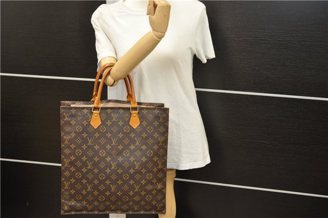 Authentic Louis Vuitton Monogram Sac Plat Hand Bag M51140 LV 6415D