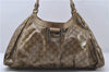 Authentic GUCCI GG Crystal Abbey Shoulder Tote Bag PVC Leather 189835 Gold 6417D