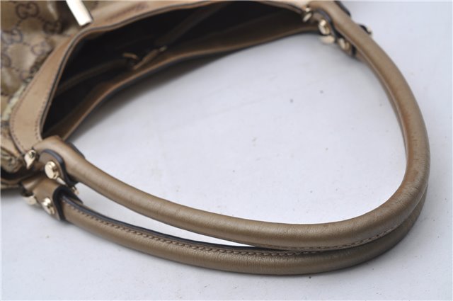 Authentic GUCCI GG Crystal Abbey Shoulder Tote Bag PVC Leather 189835 Gold 6417D