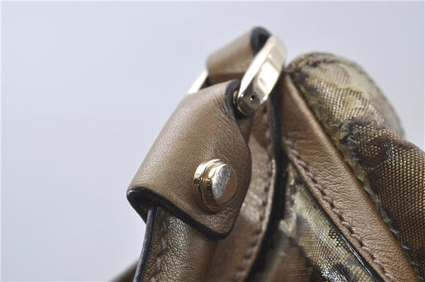 Authentic GUCCI GG Crystal Abbey Shoulder Tote Bag PVC Leather 189835 Gold 6417D