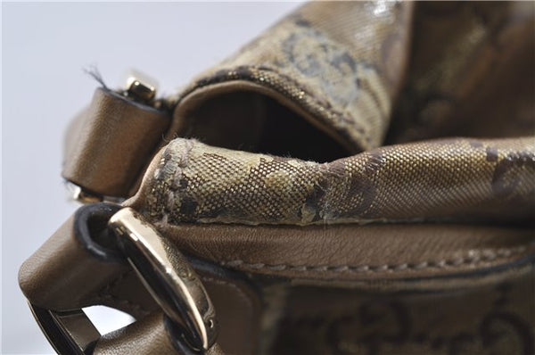 Authentic GUCCI GG Crystal Abbey Shoulder Tote Bag PVC Leather 189835 Gold 6417D