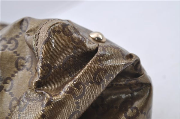 Authentic GUCCI GG Crystal Abbey Shoulder Tote Bag PVC Leather 189835 Gold 6417D