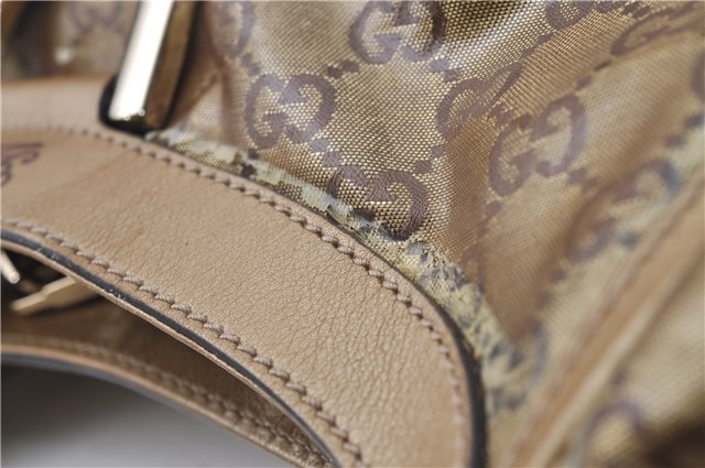 Authentic GUCCI GG Crystal Abbey Shoulder Tote Bag PVC Leather 189835 Gold 6417D