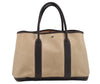 Authentic HERMES Garden Party MM Shoulder Tote Bag Canvas Leather Beige 6419I