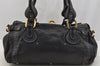 Authentic Chloe Paddington Vintage Leather Shoulder Hand Bag Purse Black 6420I