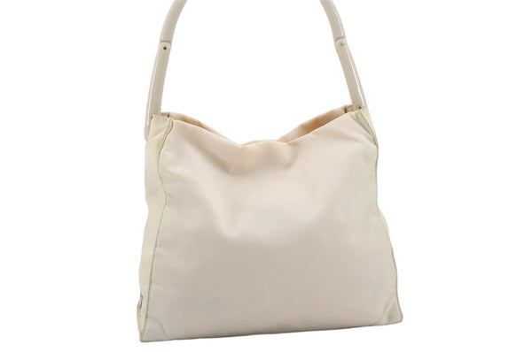 Authentic PRADA Nylon Plastic Shoulder Hand Bag Purse Ivory 6423D