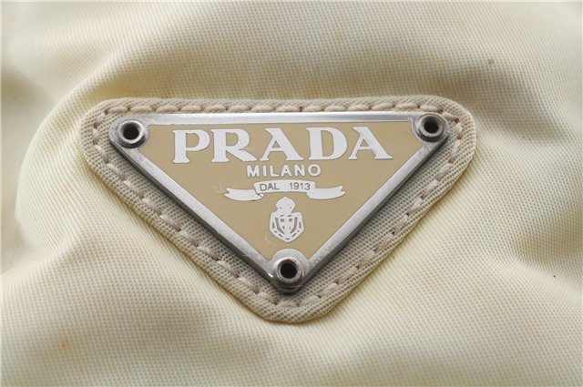 Authentic PRADA Nylon Plastic Shoulder Hand Bag Purse Ivory 6423D