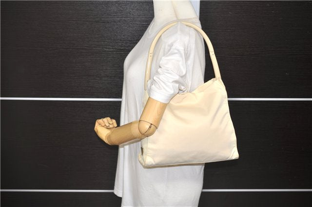 Authentic PRADA Nylon Plastic Shoulder Hand Bag Purse Ivory 6423D