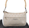 Authentic GUCCI Bamboo Shoulder Hand Bag Purse Canvas Leather Beige White 6425C