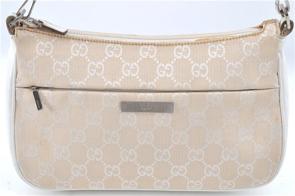 Authentic GUCCI Bamboo Shoulder Hand Bag Purse Canvas Leather Beige White 6425C