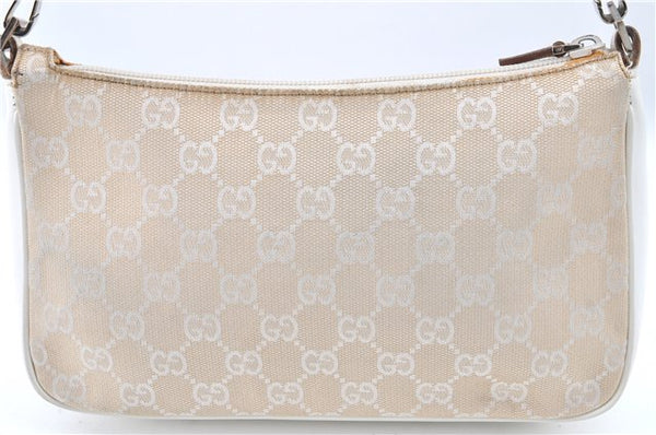 Authentic GUCCI Bamboo Shoulder Hand Bag Purse Canvas Leather Beige White 6425C