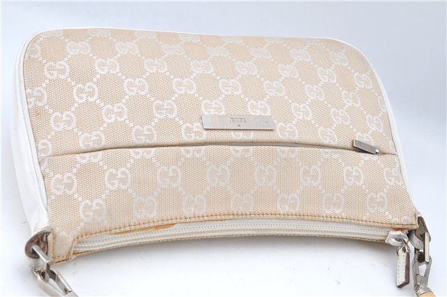 Authentic GUCCI Bamboo Shoulder Hand Bag Purse Canvas Leather Beige White 6425C