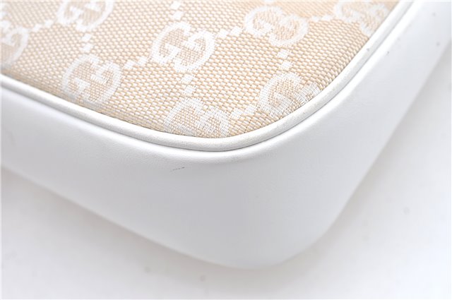 Authentic GUCCI Bamboo Shoulder Hand Bag Purse Canvas Leather Beige White 6425C