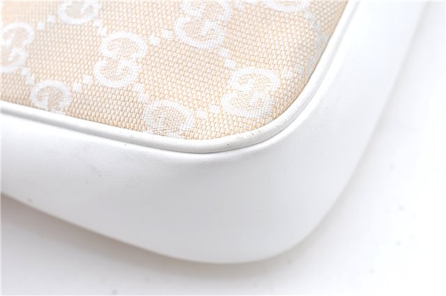 Authentic GUCCI Bamboo Shoulder Hand Bag Purse Canvas Leather Beige White 6425C