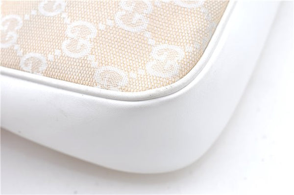 Authentic GUCCI Bamboo Shoulder Hand Bag Purse Canvas Leather Beige White 6425C