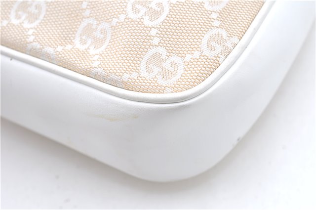 Authentic GUCCI Bamboo Shoulder Hand Bag Purse Canvas Leather Beige White 6425C