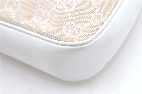 Authentic GUCCI Bamboo Shoulder Hand Bag Purse Canvas Leather Beige White 6425C