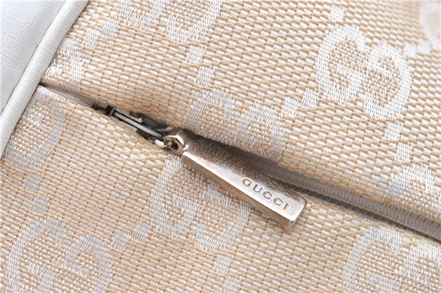 Authentic GUCCI Bamboo Shoulder Hand Bag Purse Canvas Leather Beige White 6425C