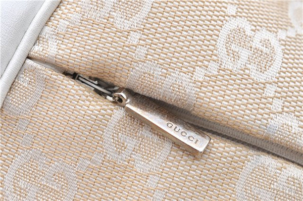 Authentic GUCCI Bamboo Shoulder Hand Bag Purse Canvas Leather Beige White 6425C