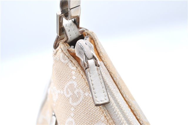 Authentic GUCCI Bamboo Shoulder Hand Bag Purse Canvas Leather Beige White 6425C