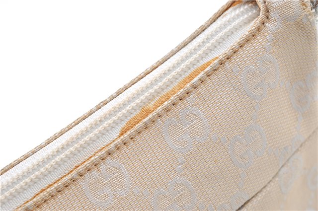 Authentic GUCCI Bamboo Shoulder Hand Bag Purse Canvas Leather Beige White 6425C