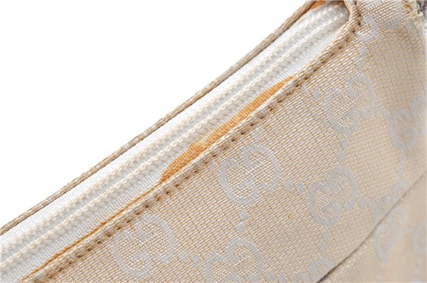 Authentic GUCCI Bamboo Shoulder Hand Bag Purse Canvas Leather Beige White 6425C
