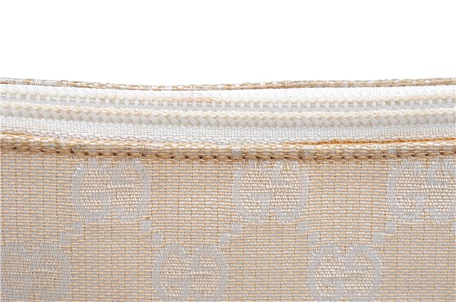 Authentic GUCCI Bamboo Shoulder Hand Bag Purse Canvas Leather Beige White 6425C