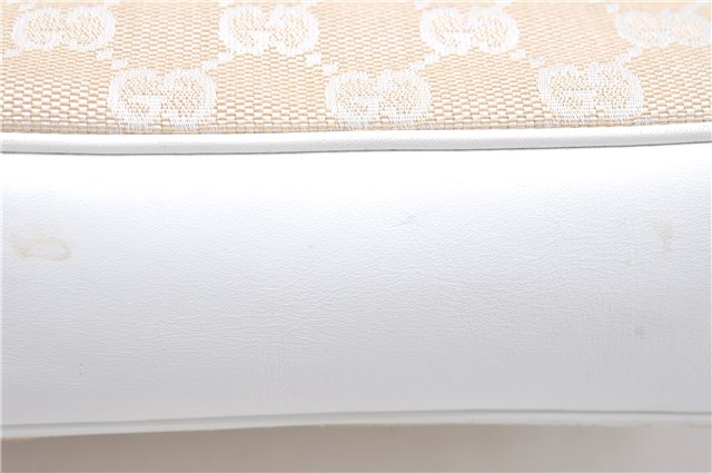 Authentic GUCCI Bamboo Shoulder Hand Bag Purse Canvas Leather Beige White 6425C
