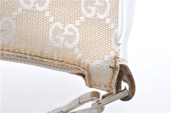 Authentic GUCCI Bamboo Shoulder Hand Bag Purse Canvas Leather Beige White 6425C