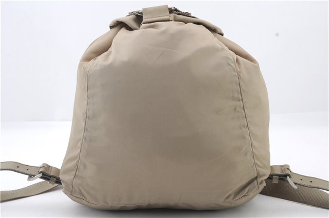 Authentic PRADA Vela Nylon Leather Backpack B4650F Beige 6426C