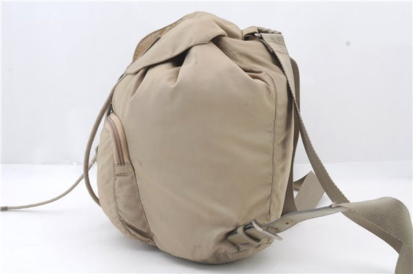 Authentic PRADA Vela Nylon Leather Backpack B4650F Beige 6426C