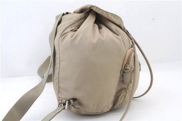 Authentic PRADA Vela Nylon Leather Backpack B4650F Beige 6426C