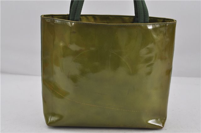 Authentic PRADA Enamel Nylon Shoulder Hand Bag Purse Green 6426D