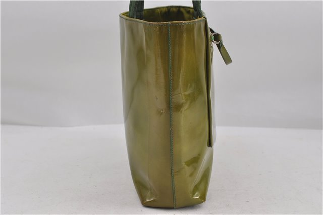 Authentic PRADA Enamel Nylon Shoulder Hand Bag Purse Green 6426D