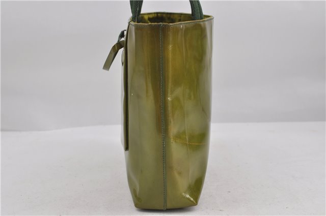 Authentic PRADA Enamel Nylon Shoulder Hand Bag Purse Green 6426D
