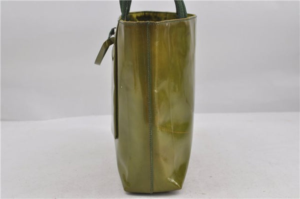Authentic PRADA Enamel Nylon Shoulder Hand Bag Purse Green 6426D