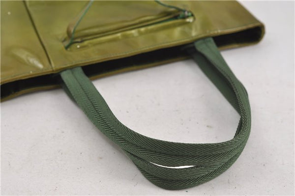 Authentic PRADA Enamel Nylon Shoulder Hand Bag Purse Green 6426D
