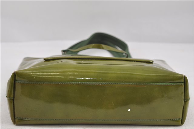 Authentic PRADA Enamel Nylon Shoulder Hand Bag Purse Green 6426D