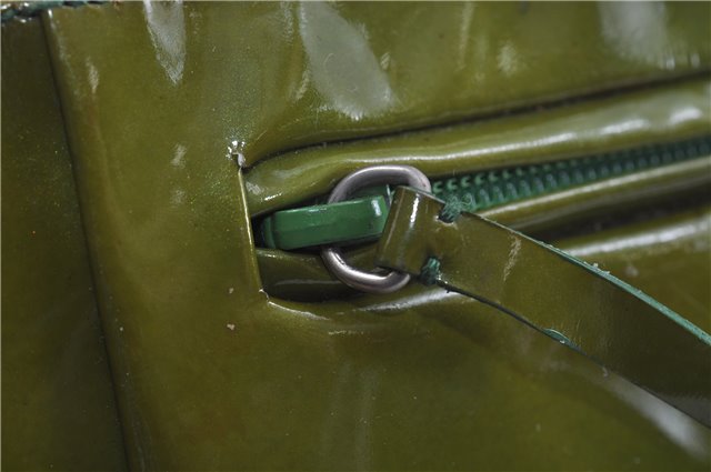 Authentic PRADA Enamel Nylon Shoulder Hand Bag Purse Green 6426D